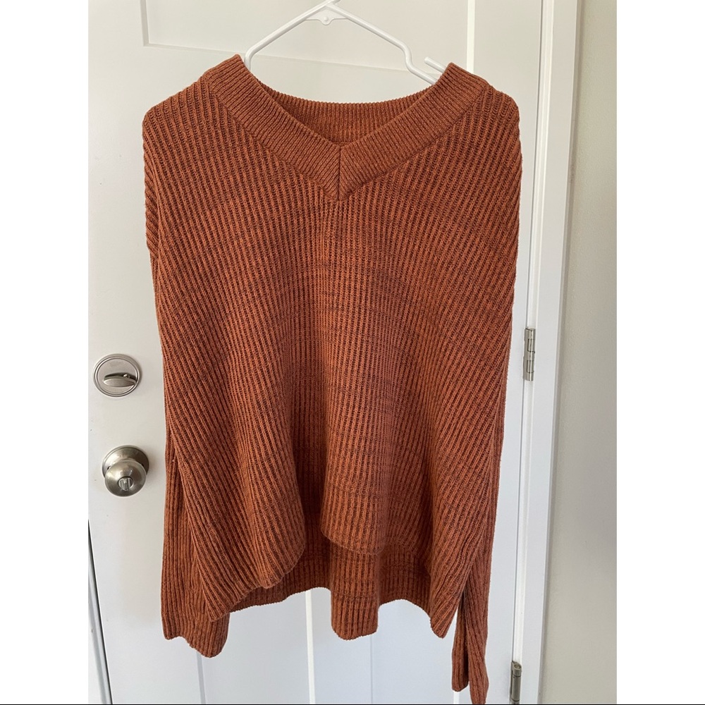 Burnt orange v-neck sweater